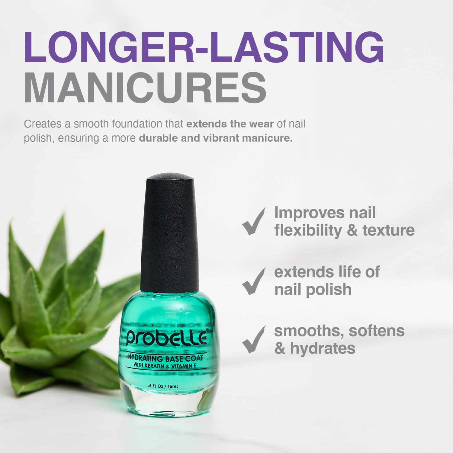 Probelle Base Hidratante ayuda a que el esmalte dure más tiempo.