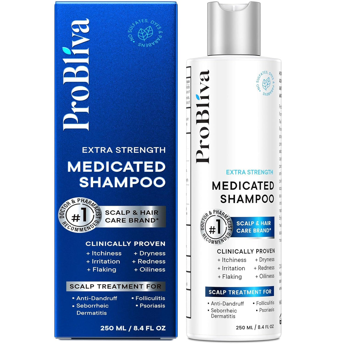ProBliva champú medicado en envase de 250 ml para control de la caspa