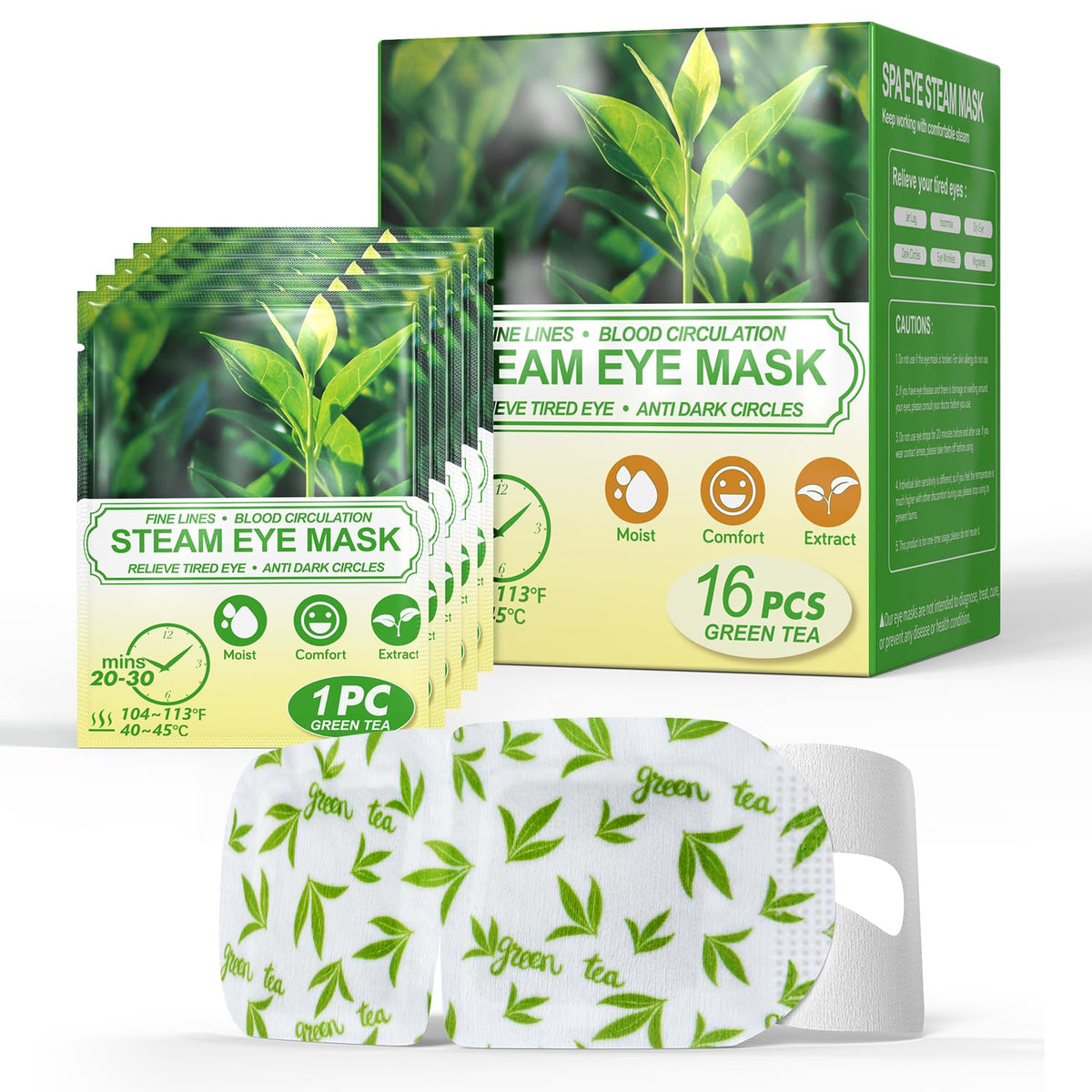 ProCIV caja de mascaras para ojos con te verde, perfecta para iniciar tu relajación.