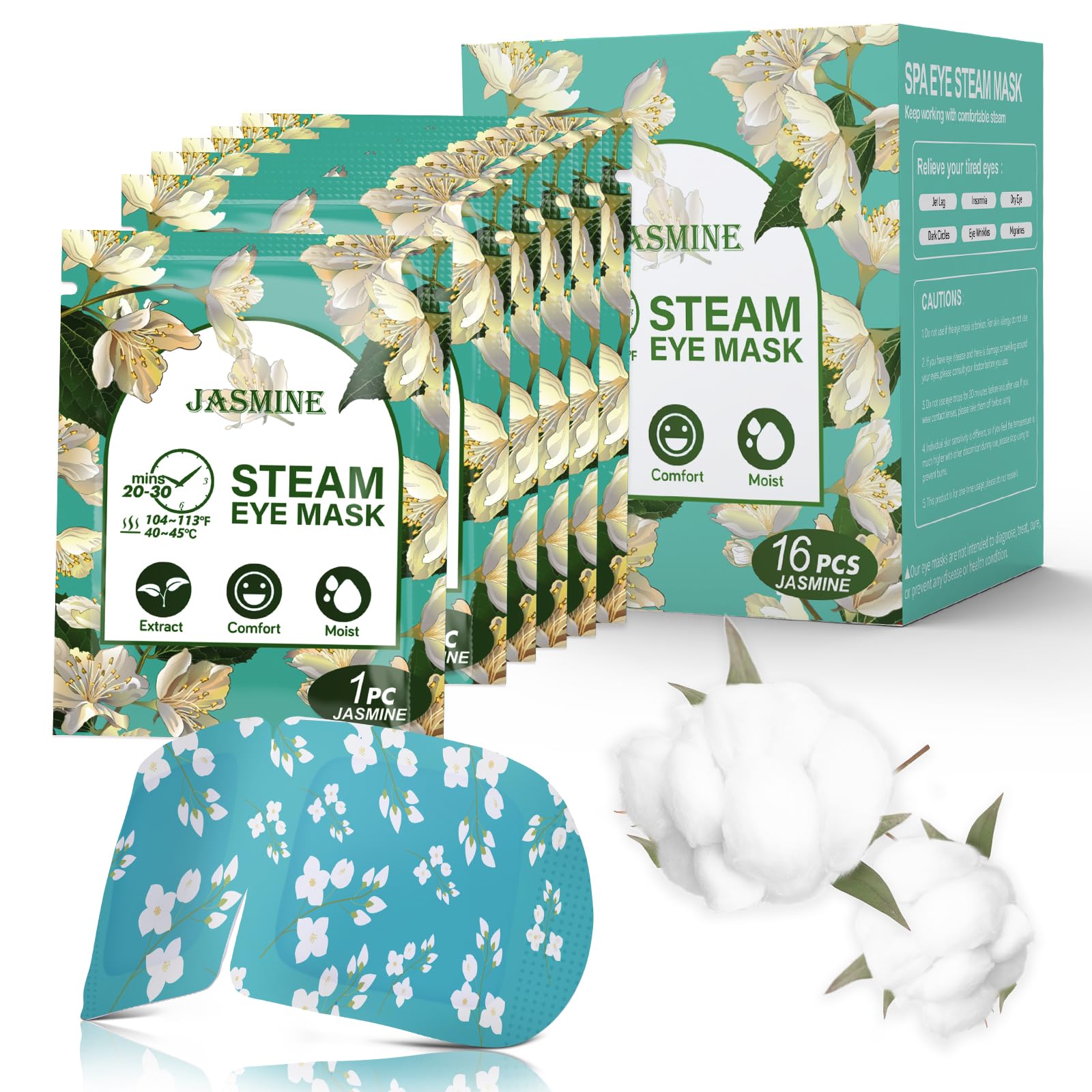 ProCIV Jasmine mascarilla de ojos con vapor para relajar ojos cansados.