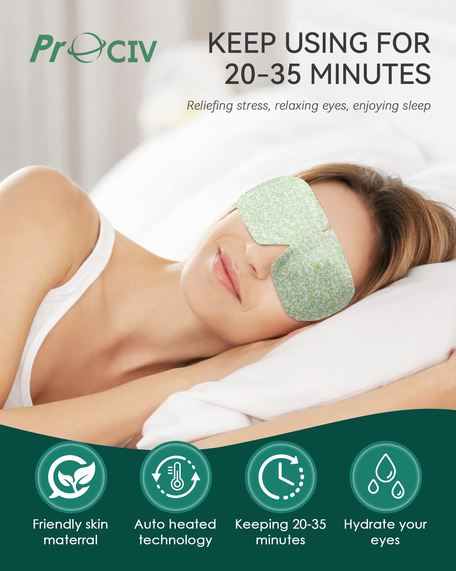 ProCIV Masque yeux utilisé au lit pour relaxation nocturne