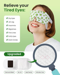 ProCIV vapor te verde mascara ojos close-up, liberando vapor suave para comodidad ocular.