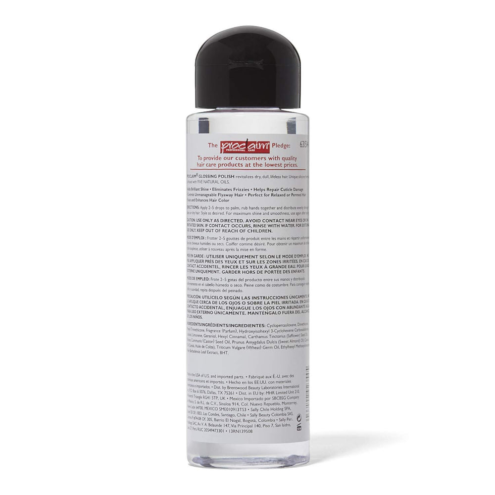 Proclaim Glossing Polish para aplicación ofrece acabado brillante y control del frizz en el cabello
