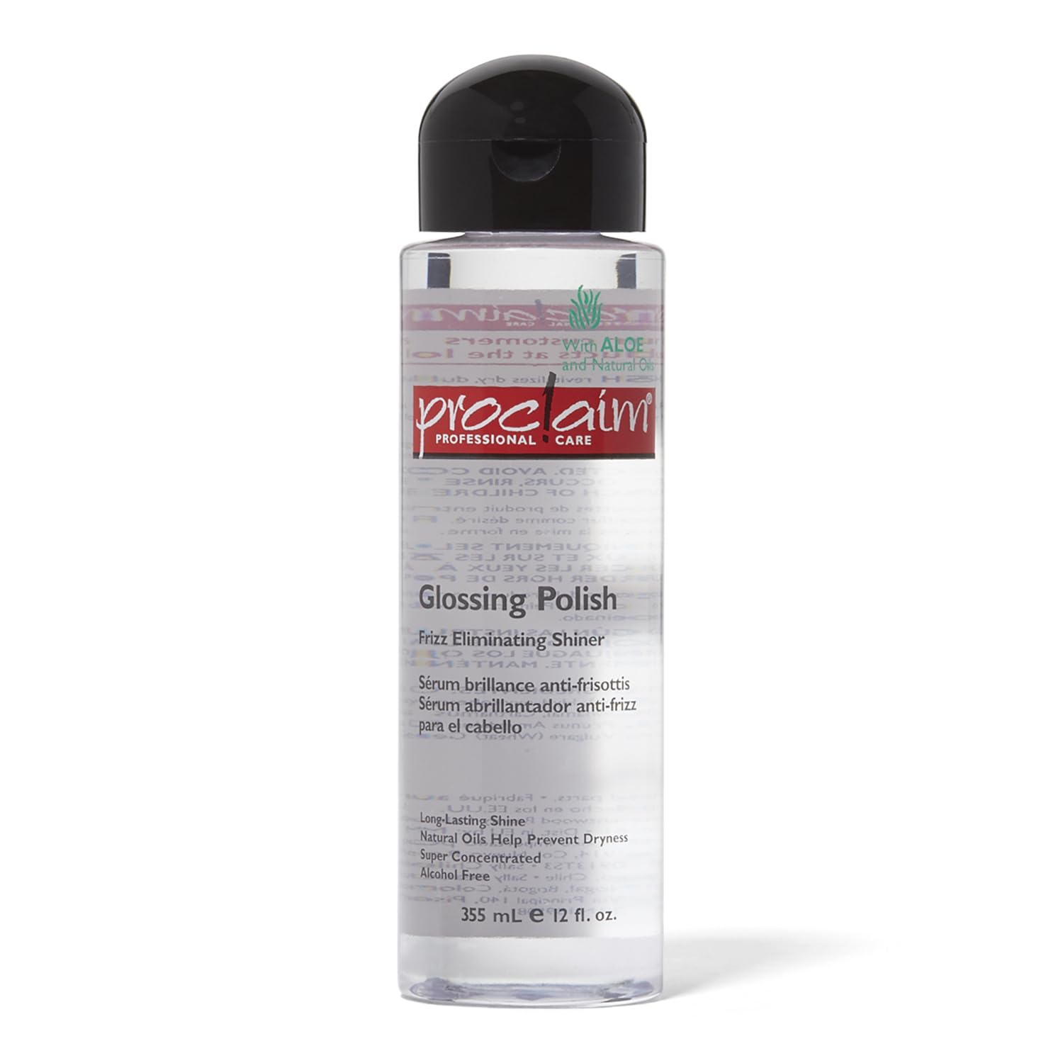 Proclaim Glossing Polish muestra la botella con brillo duradero para un cabello más sano.