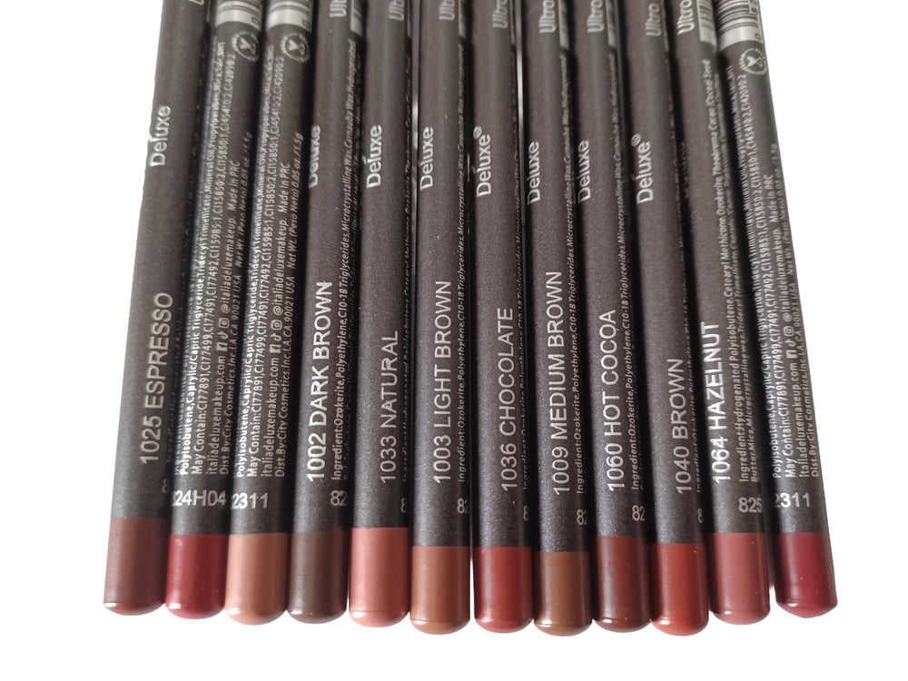 12pc Ultra Fine Lip & Eye Liner Brown Set packaging display highlighting professional-grade design