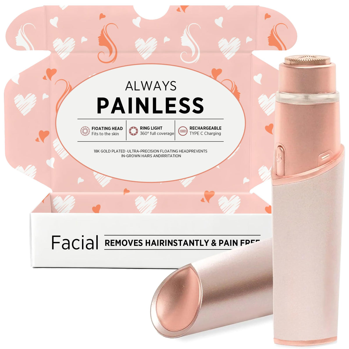 Profeir eliminador vello facial rosa dorado para piel suave sin irritación