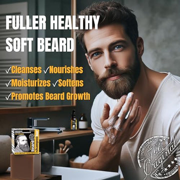 Aroma herbal de Tasmania en la barra champú para barba de Professor Fuzzworthy.