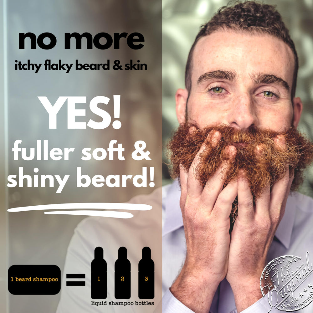 Envase sostenible de la barra champú para barba Professor Fuzzworthy.