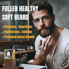 Professor Fuzzworthy's champú para barba, ingredientes naturales, cuidado suave diario.