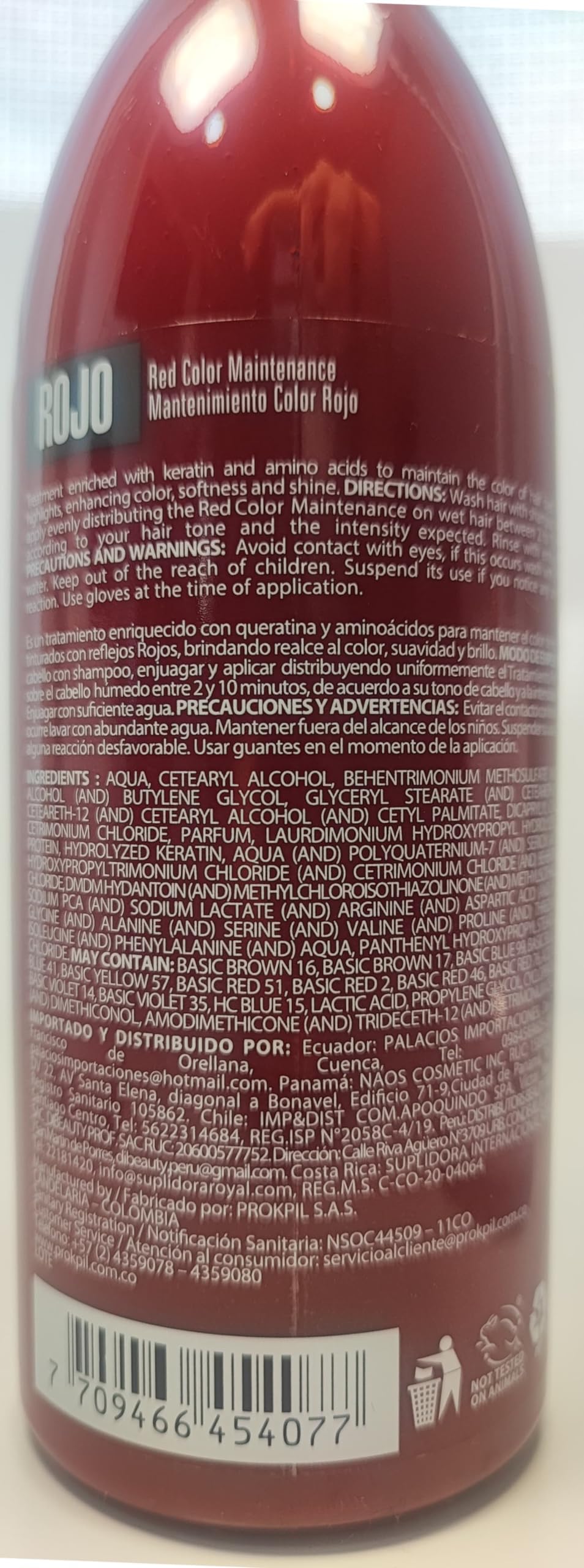 Prokpil Rojo: brillo y suavidad tras el lavado.