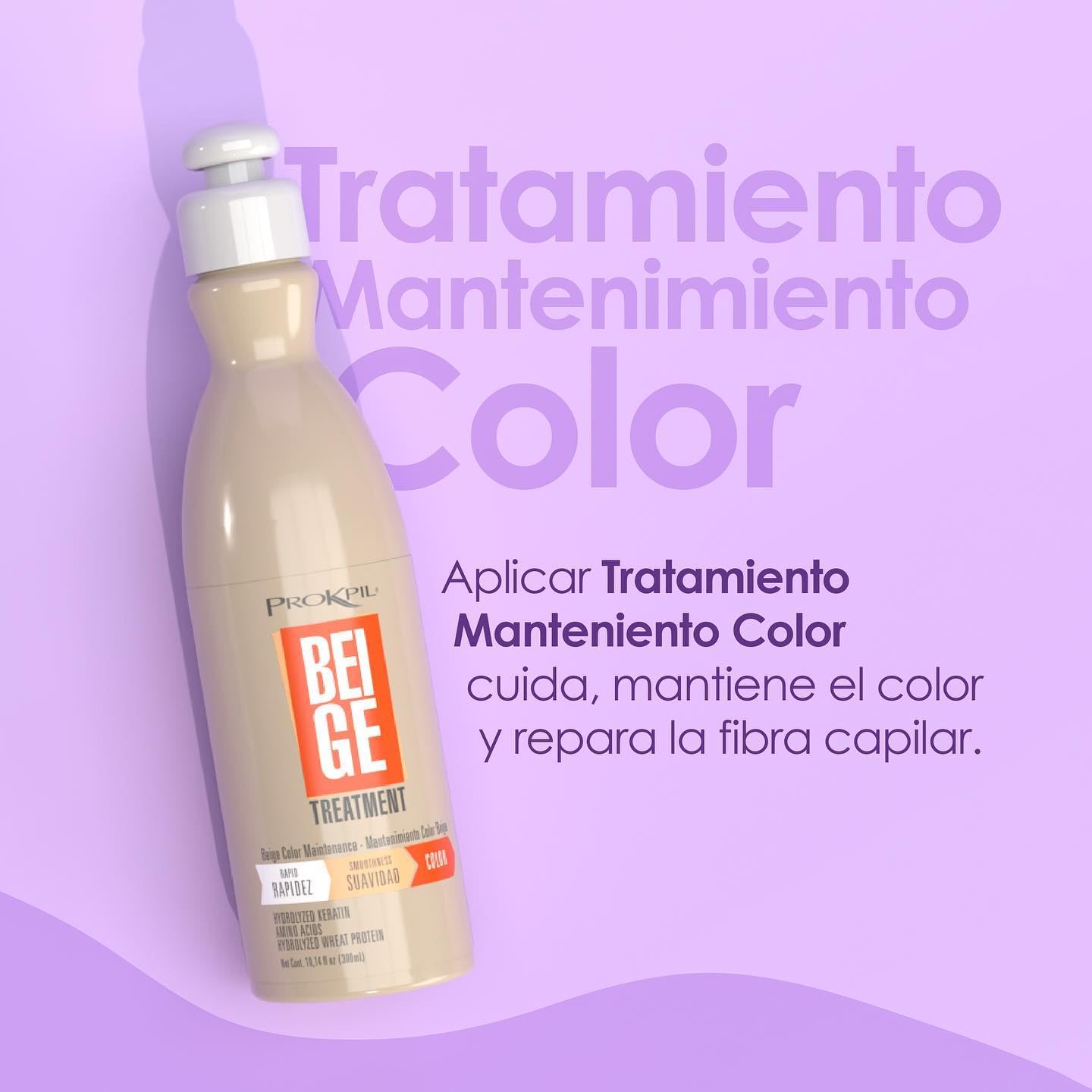 Prokpil tratamiento cabello beige tono renovado, mantiene color y evita deslavado.