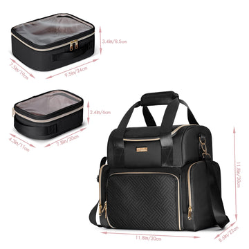 Prokva Grand Sac cosmétique, poignées et sangle reglable pour le transport en voyage.