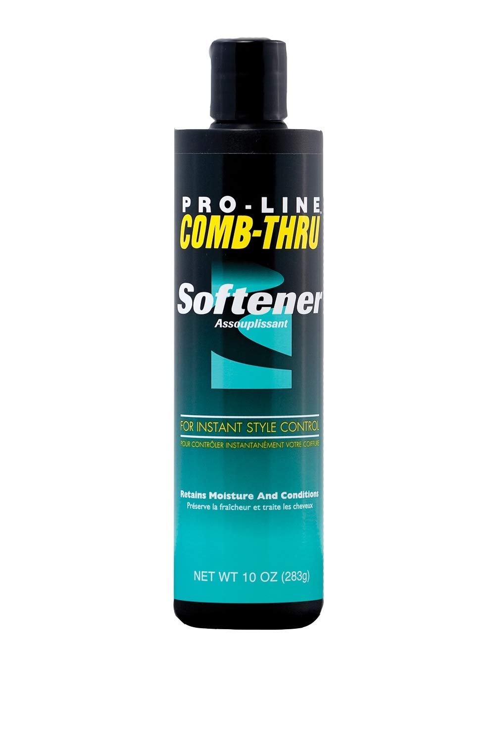Pro-Line Comb-Thru Softener, botella de 10 onzas, facilita el peinado y suaviza el cabello.