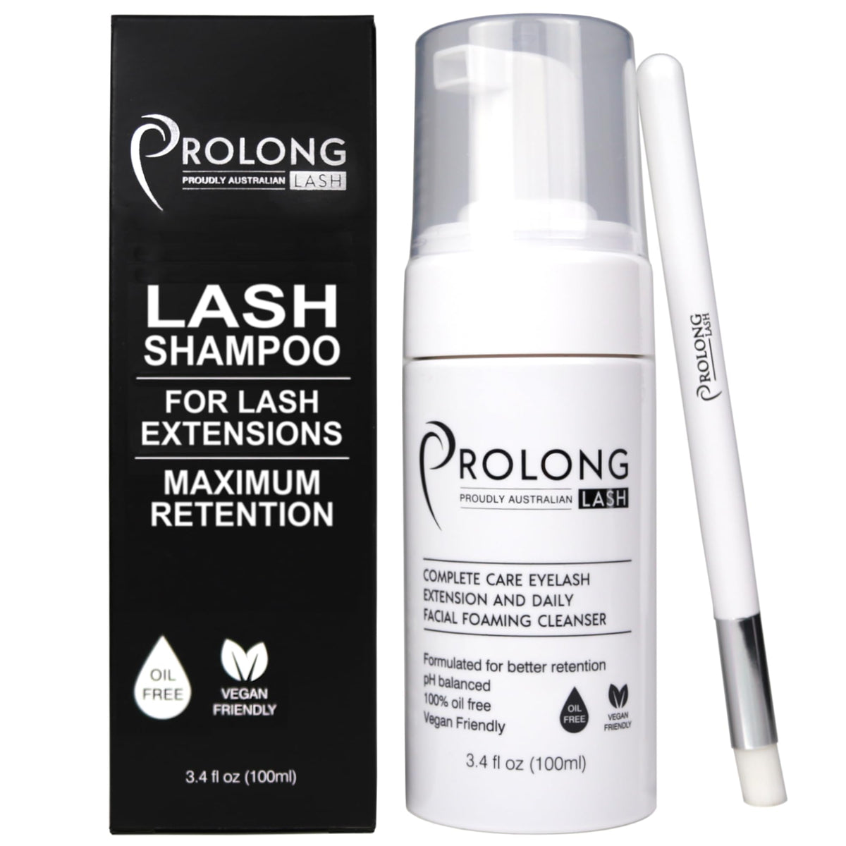 PROLONG LASH champú para extensiones, bote de 100 ml, limpia sin irritación diaria.