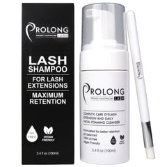 PROLONG LASH champú para extensiones, bote de 100 ml, limpia sin irritación diaria.