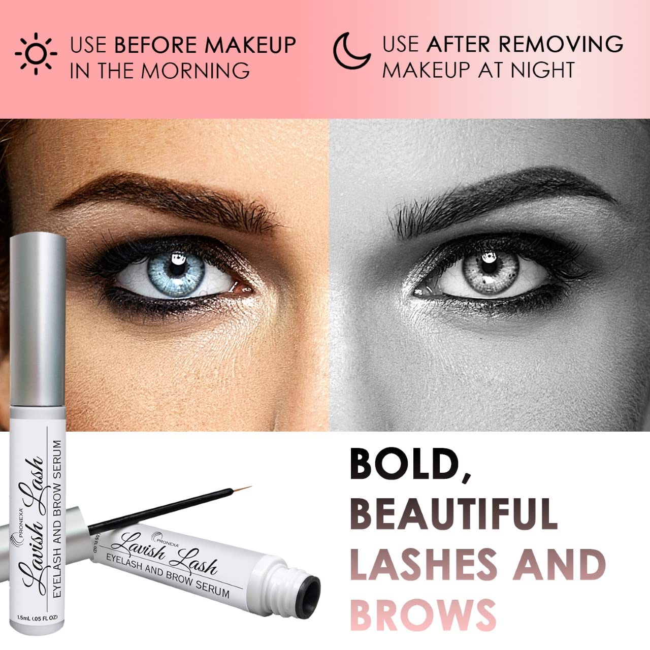 Envase y tapa de Lavish Lash diseño compacto para almacenamiento