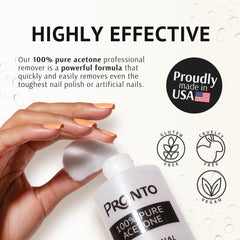 Pronto acetona remover gel y shellac para acabado limpio