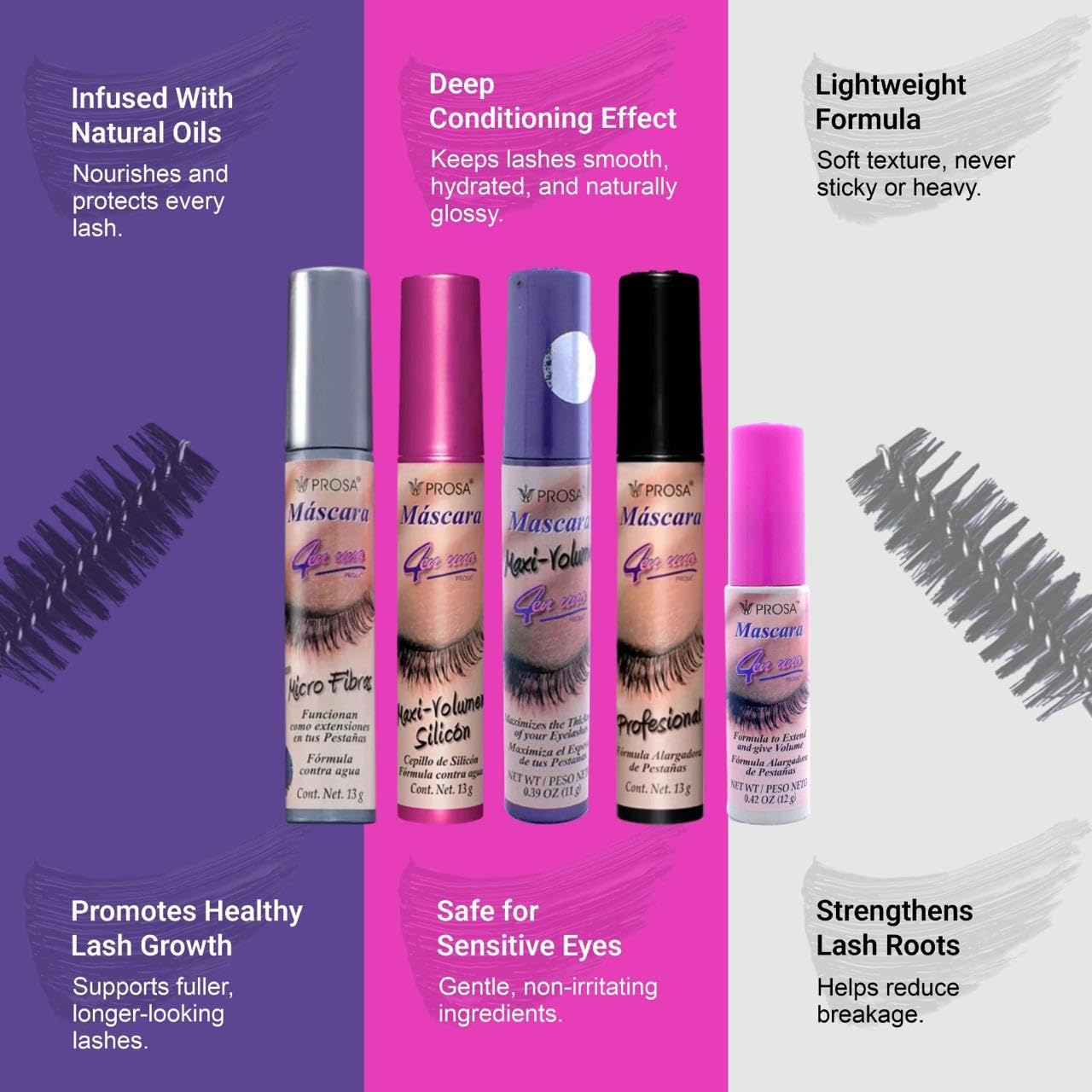 Prosa Mascara Professional Collection, formulación con aceites naturales para pestañas más sanas.