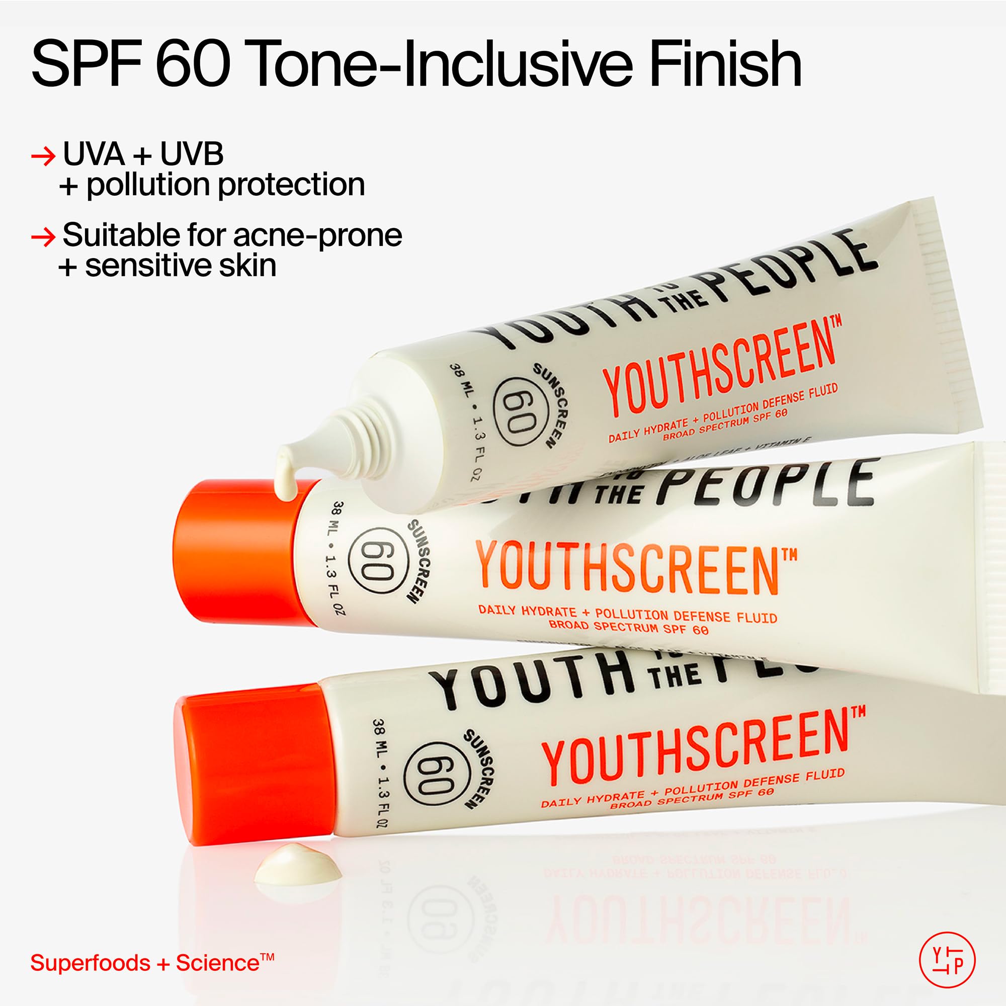 Piel sensible y propensa al acné, Youthscreen es apto y no comedogénico.