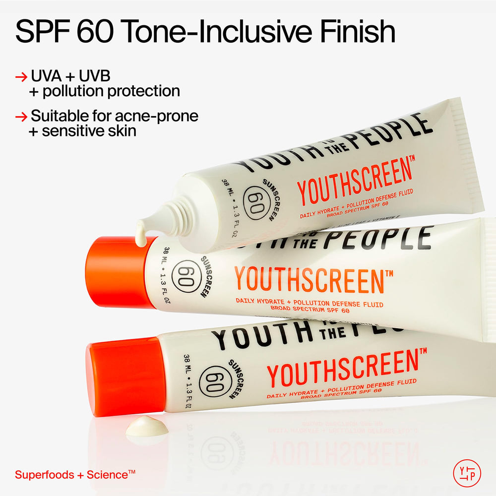 Piel sensible y propensa al acné, Youthscreen es apto y no comedogénico.