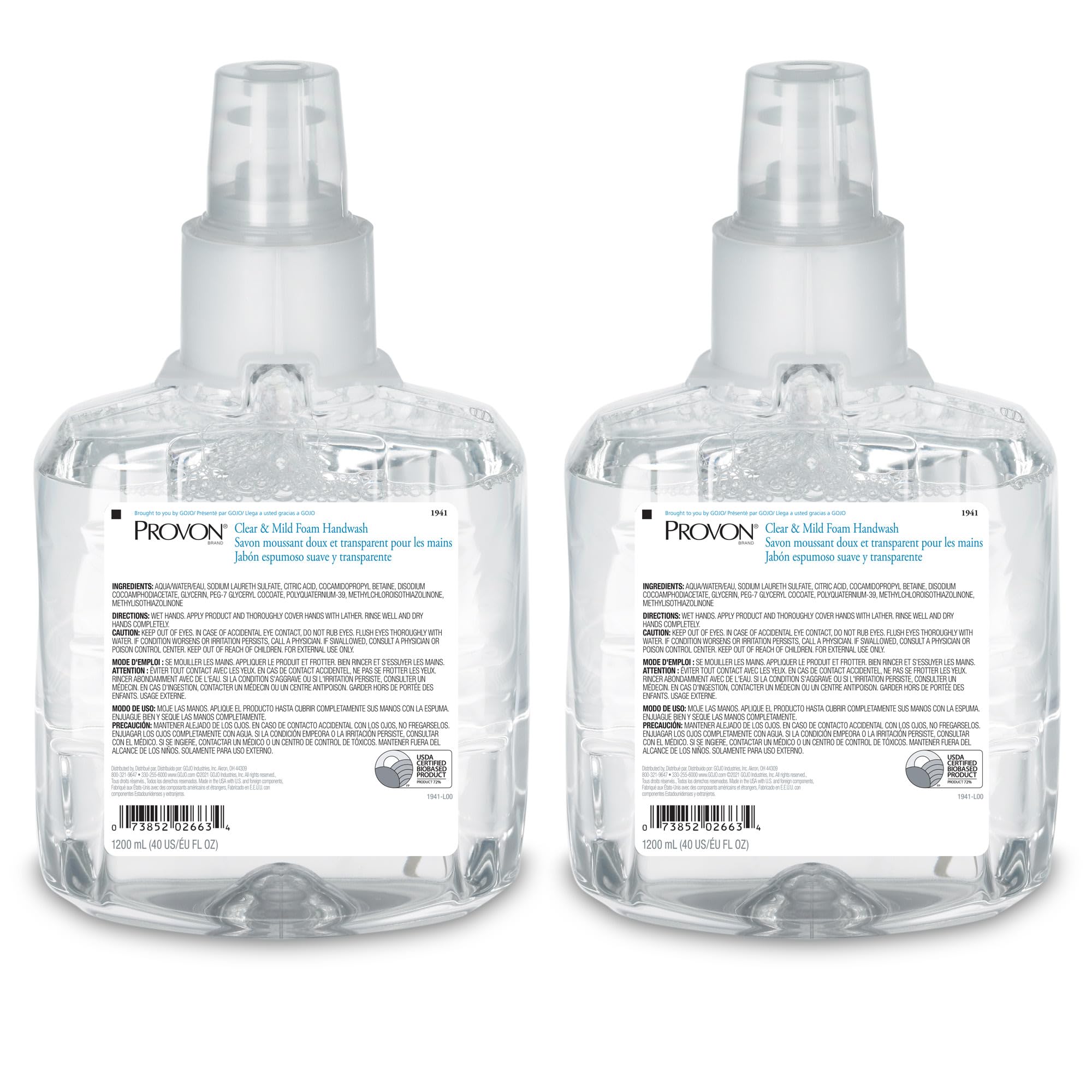 PROVON LTX-12 jabon-espuma-claro 1200 ml para uso diario en manos.