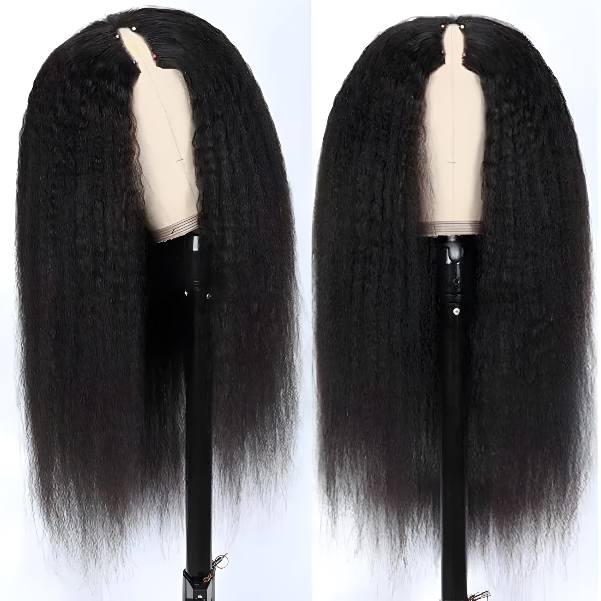 Prtyopp V-Part Wig kinky straight, sin pegamento para uso diario sin complicaciones.