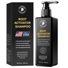 Psalmonica Root Activator Champú, bote, uso diario suave para cabello nutrido.