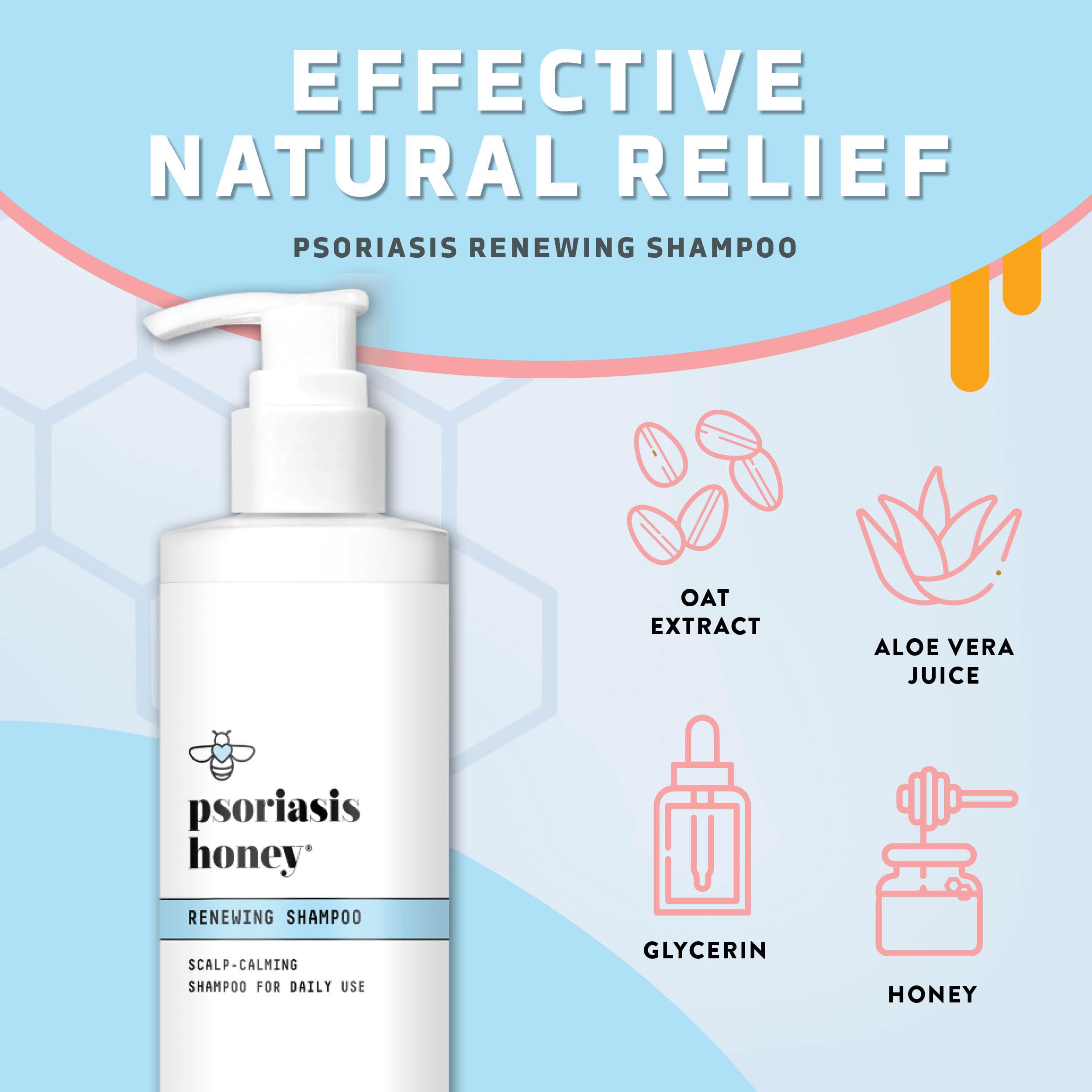 PSORIASIS HONEY champú, textura miel para hidratación del cuero cabelludo