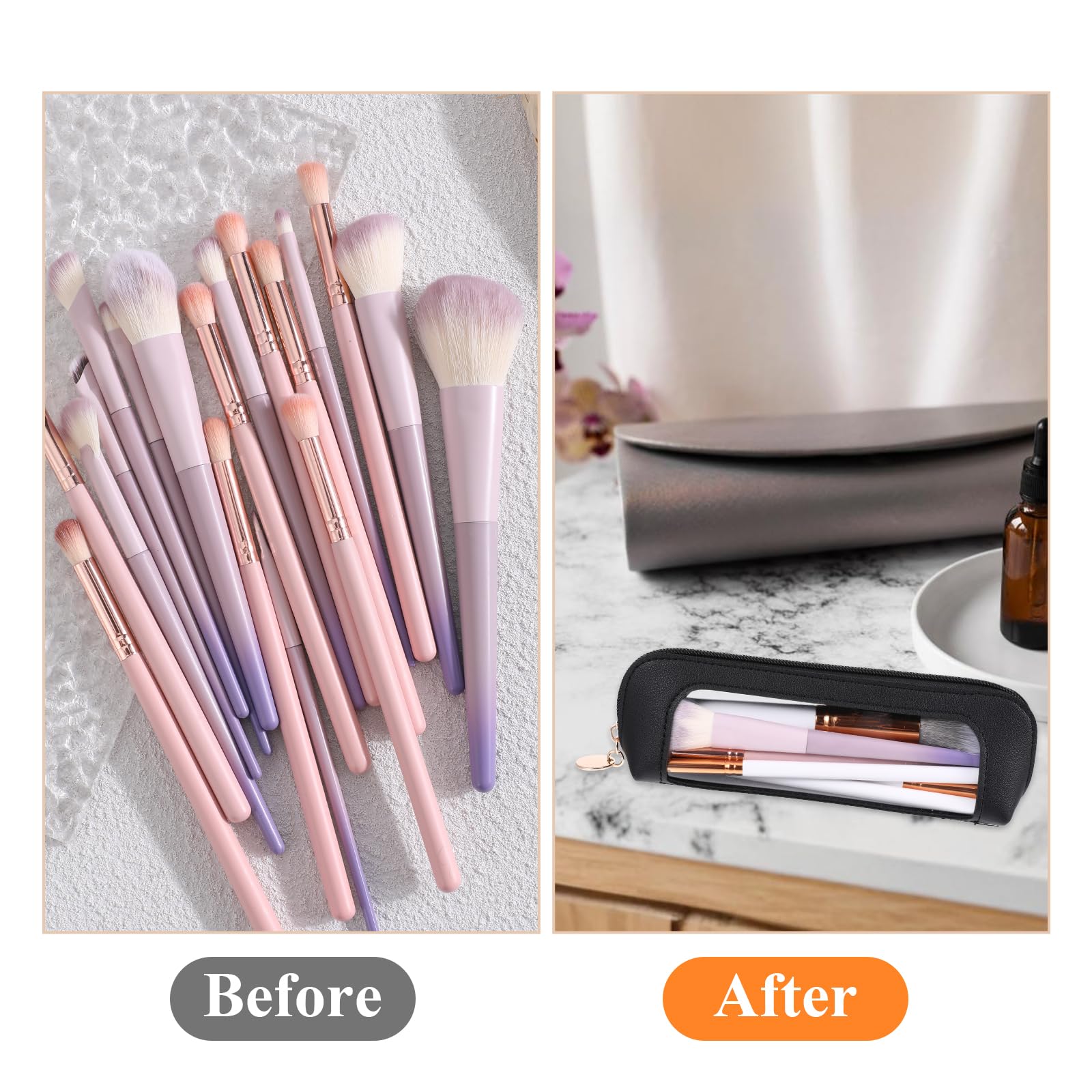 Psyqtsuary bolso maquillaje con contenido visible: identifica productos sin abrir.