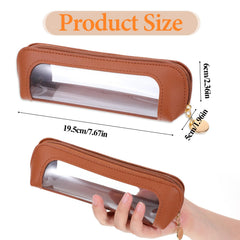 Psyqtsuary estuche maquillaje PU marrón, ideal para viaje y organización