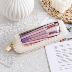 Psyqtsuary estuche maquillaje transparente con cremallera para acceso fácil