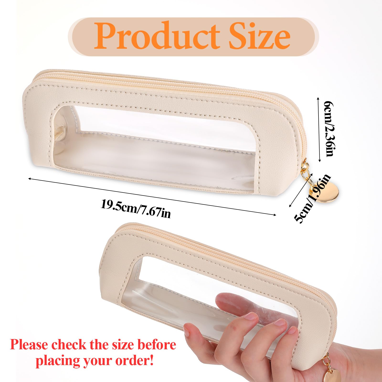 Psyqtsuary estuche para pinceles de maquillaje cuero PU beige, resistente