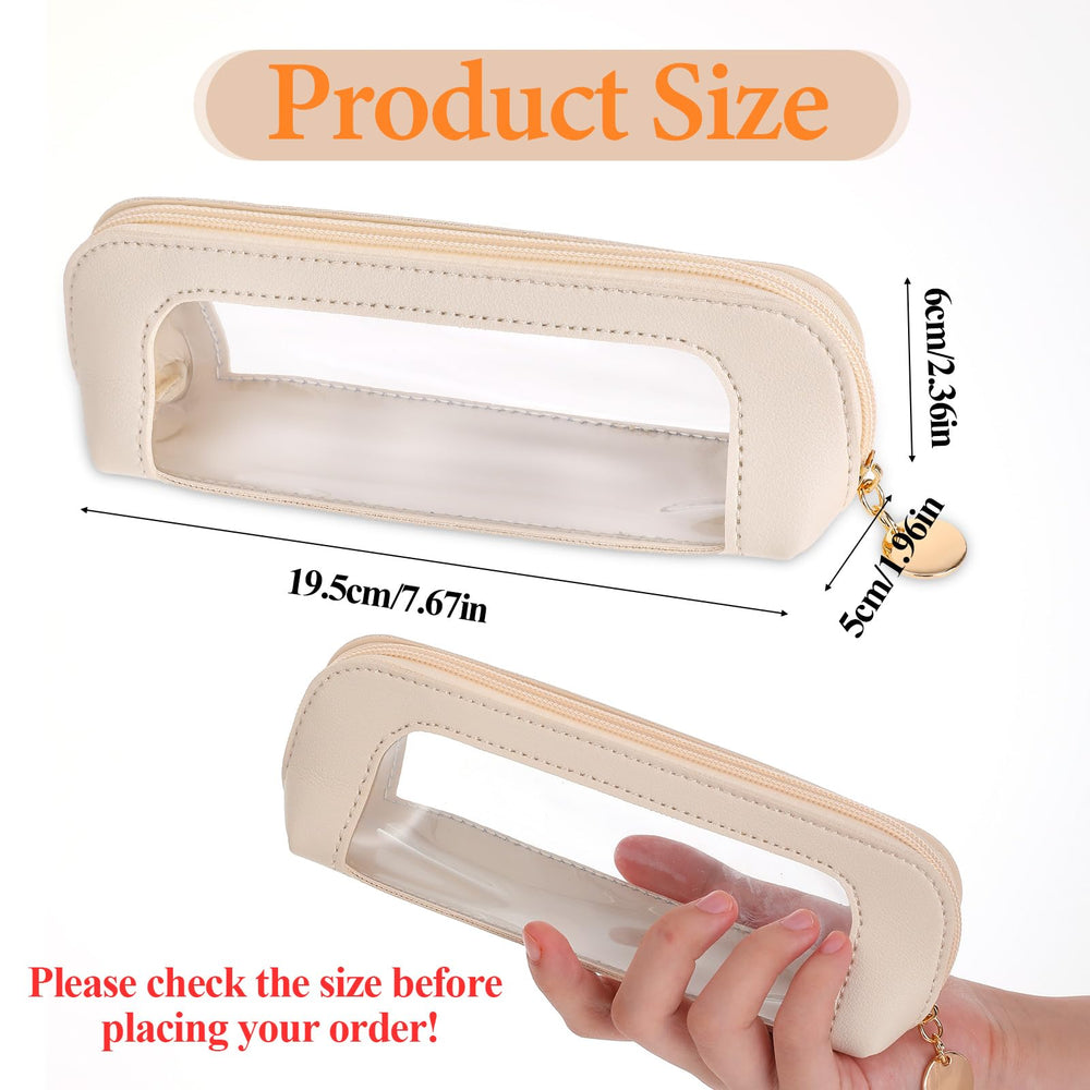 Psyqtsuary estuche para pinceles de maquillaje cuero PU beige, resistente