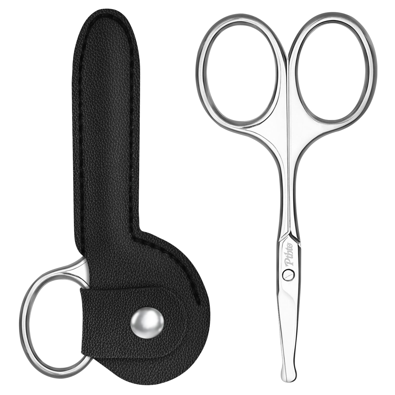 Tijeras PTBTO para cejas con punta redonda, precisión suave para detalles faciales