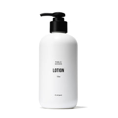Public Goods body and hand lotion bottle close-up for daily hydration