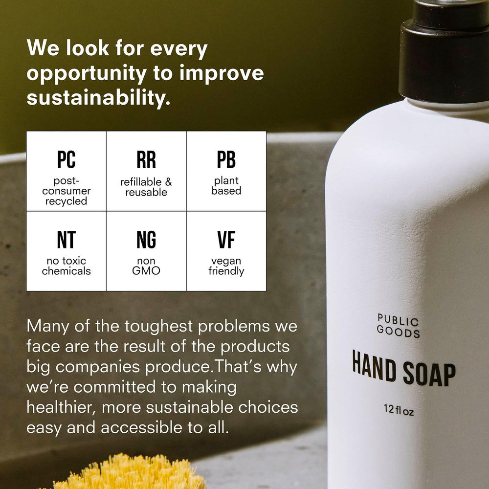 Public Goods Jabón de manos con envase reciclado, opción sostenible para hogar.