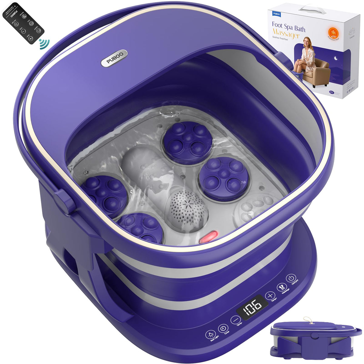 Puboo spa para pies plegable y termico ofrece calor estable para pies relajados