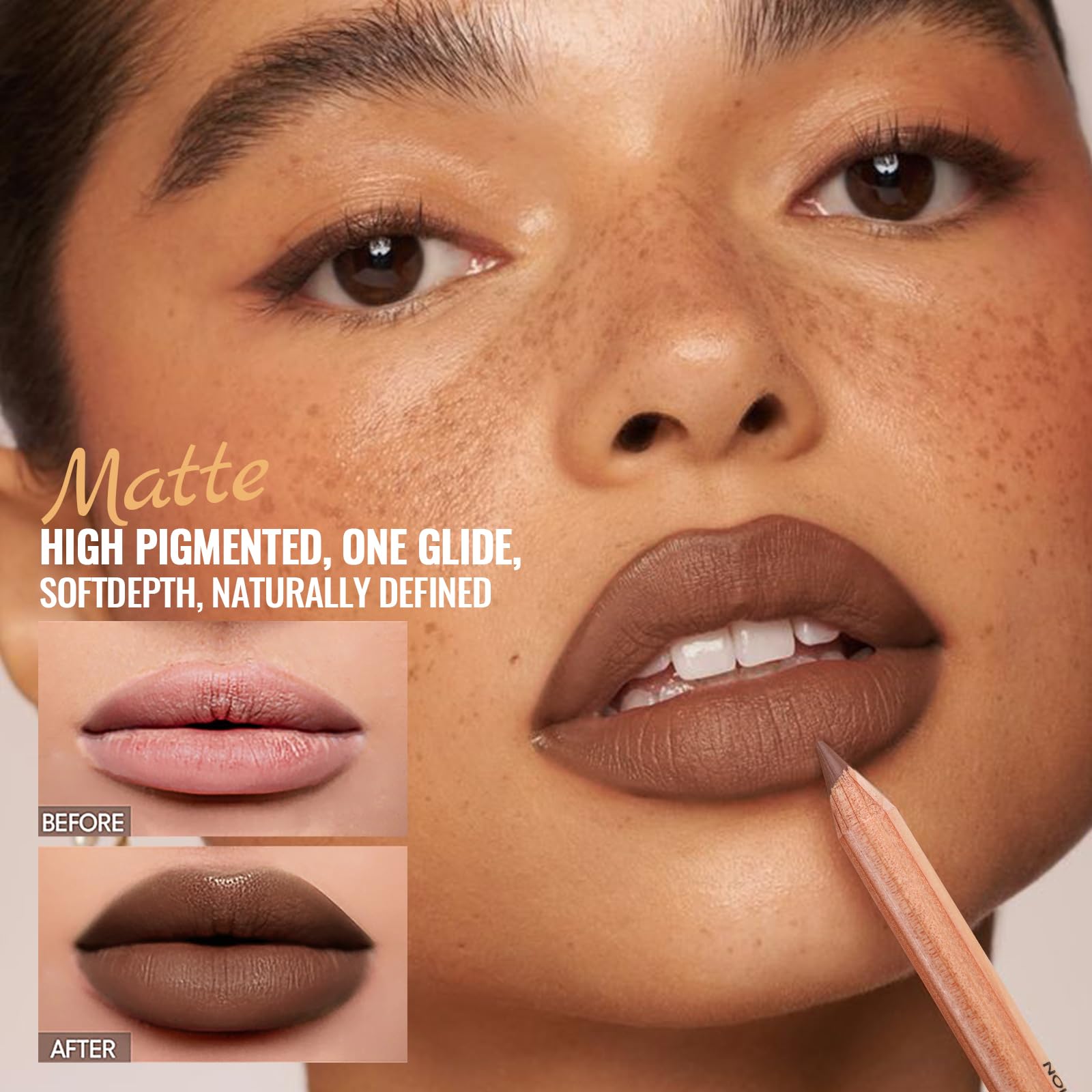 Pudaier delineador labios set6 rosado: tono rosado intenso para contornos suaves y duraderos.