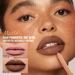 Pudaier delineador labios set6 rosado: tono rosado intenso para contornos suaves y duraderos.