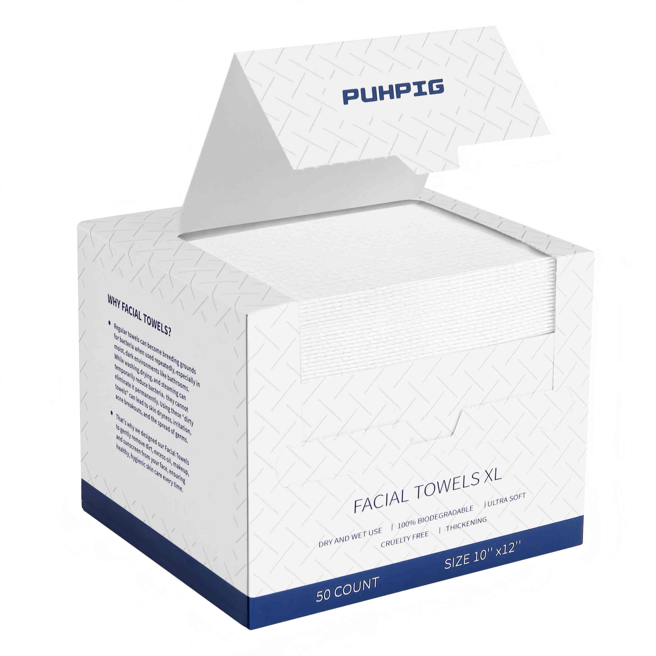 PUHPIG, toallas faciales desechables 50 ct, grandes, para cubrir el rostro