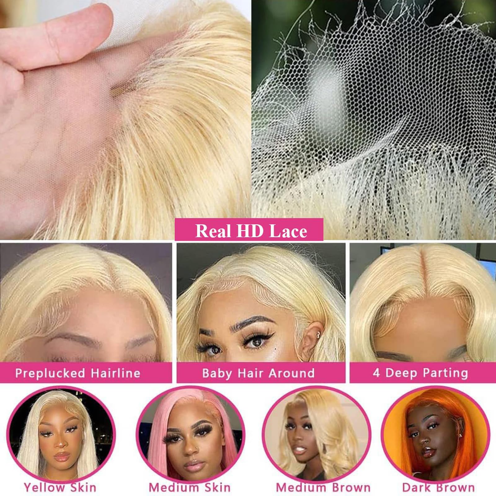 PUHPUH Peluca línea de cabello lista para lucir 613, ahorro de tiempo y esfuerzo.