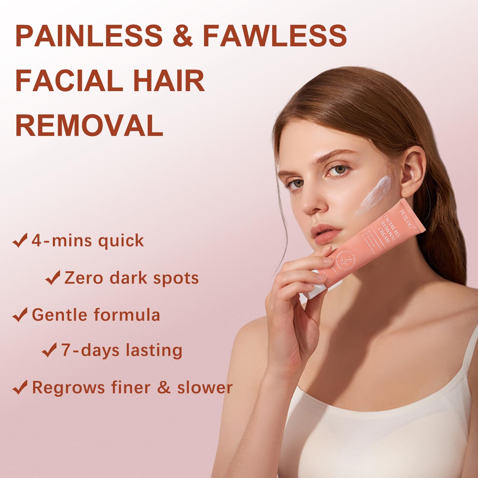 PUILOG crema depilatoria facial, aplicador suave, depilación precisa sin irritación.