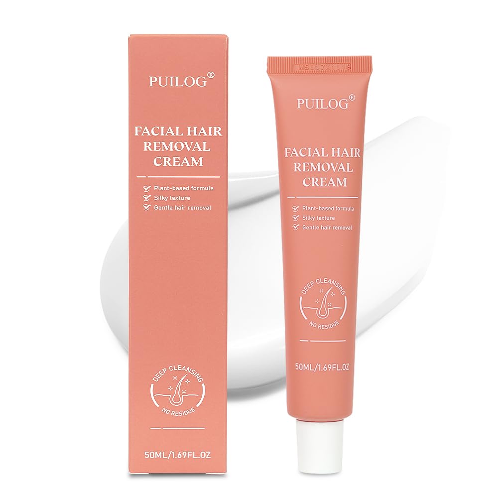 PUILOG crema eliminacion vello facial, botella, uso rápido y suave en casa.