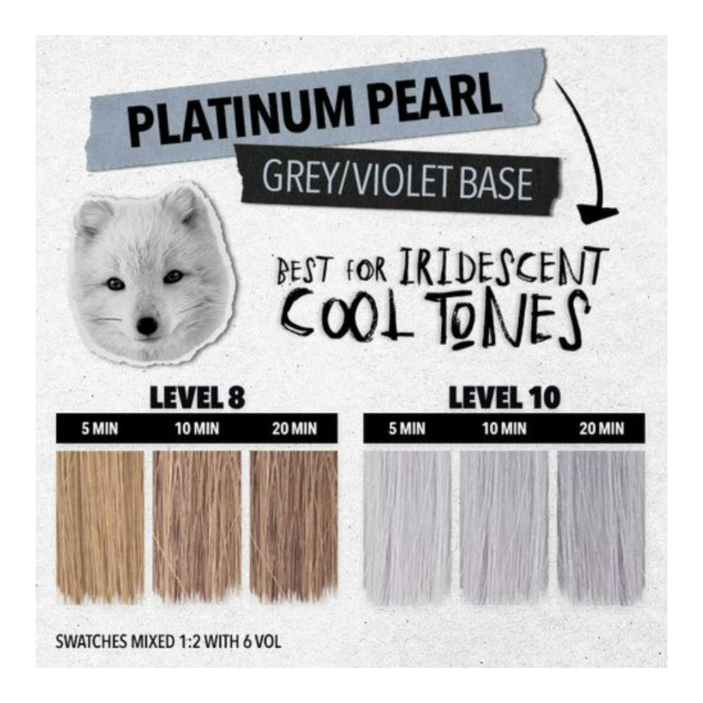 Pulp Riot Platinum Pearl, muestra de color para acabado iridiscente y duradero.