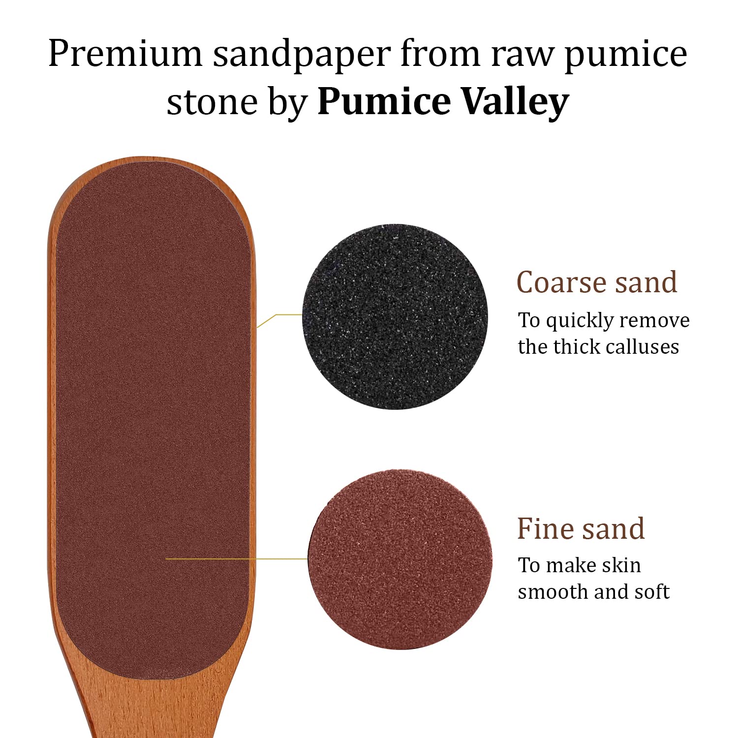 Pumice Valley exfoliación de pies con mango de madera para piel más suave.