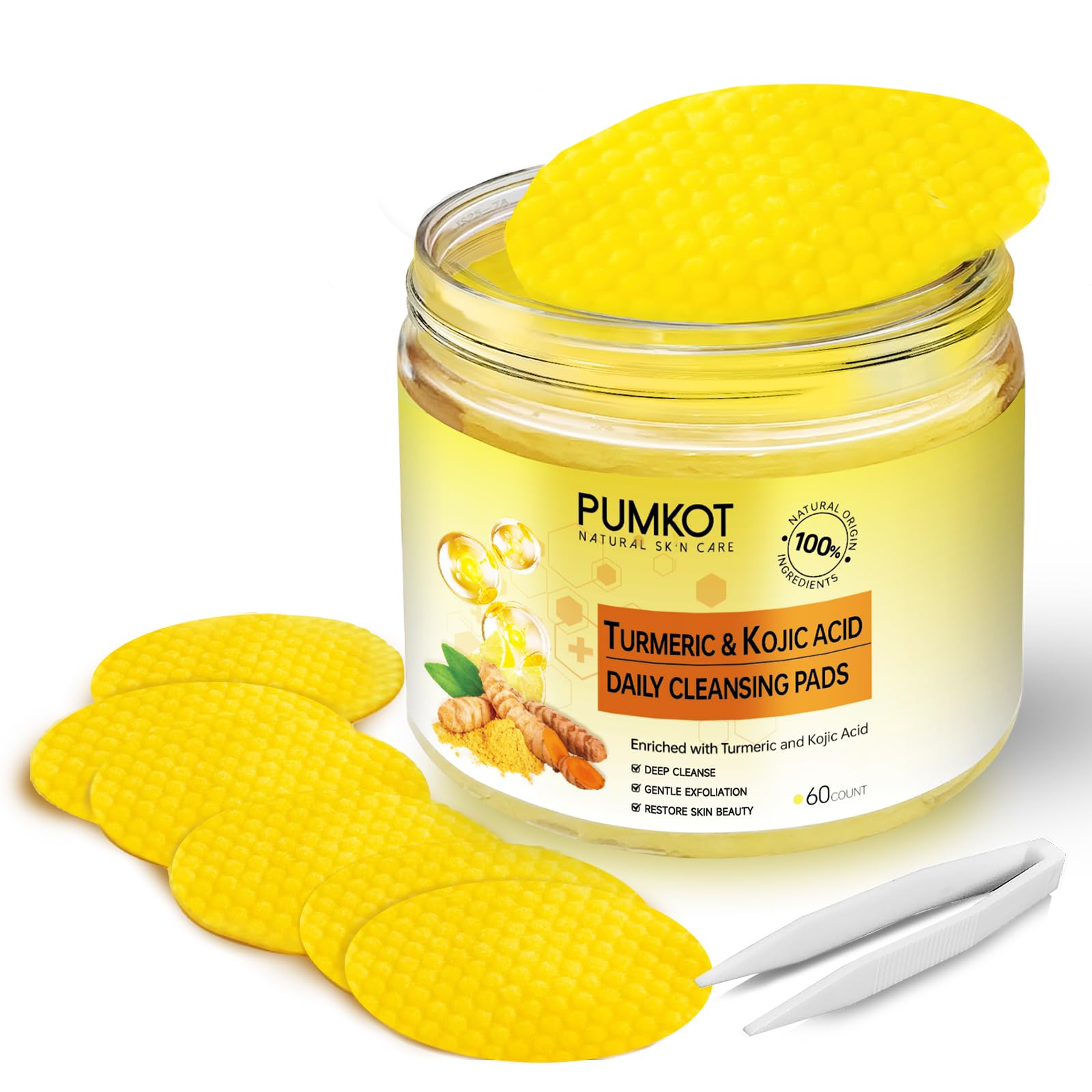 Pumkot turmeric kojic cleansing pads pack for daily gentle cleansing and pore refinement