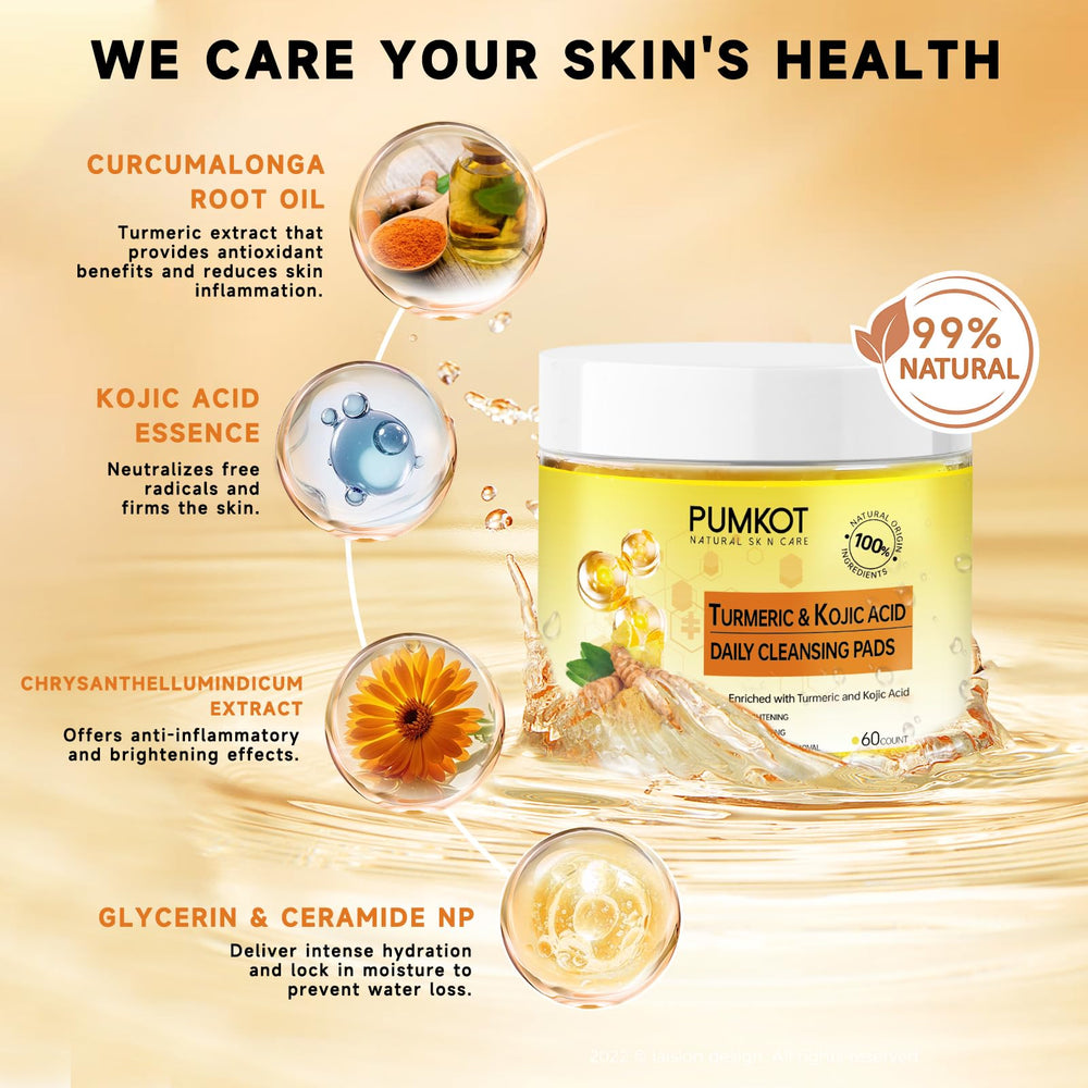 Pumkot turmeric kojic pads texture close-up highlighting exfoliating particles