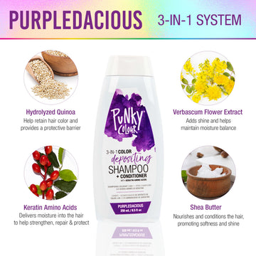 Punky Colour 3-in-1 color deposit reviving dull tones in purple, cool, or pastel shades.