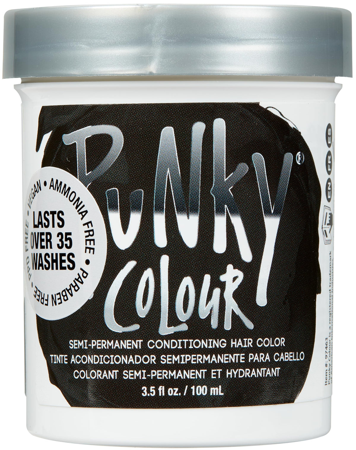 Punky Ebony color semipermanente en botella, color intenso y duradero para cabello negro.