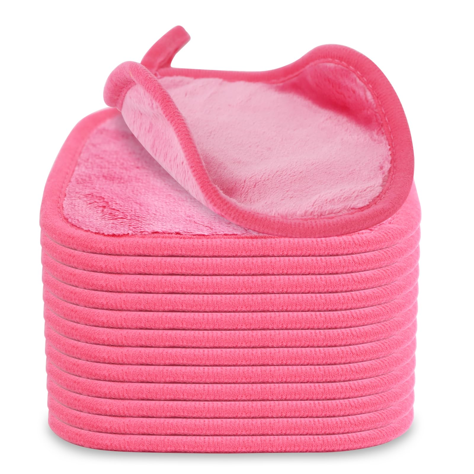 Puomue desmaquillante microfibra 12 piezas rosa, suave para piel sensible.